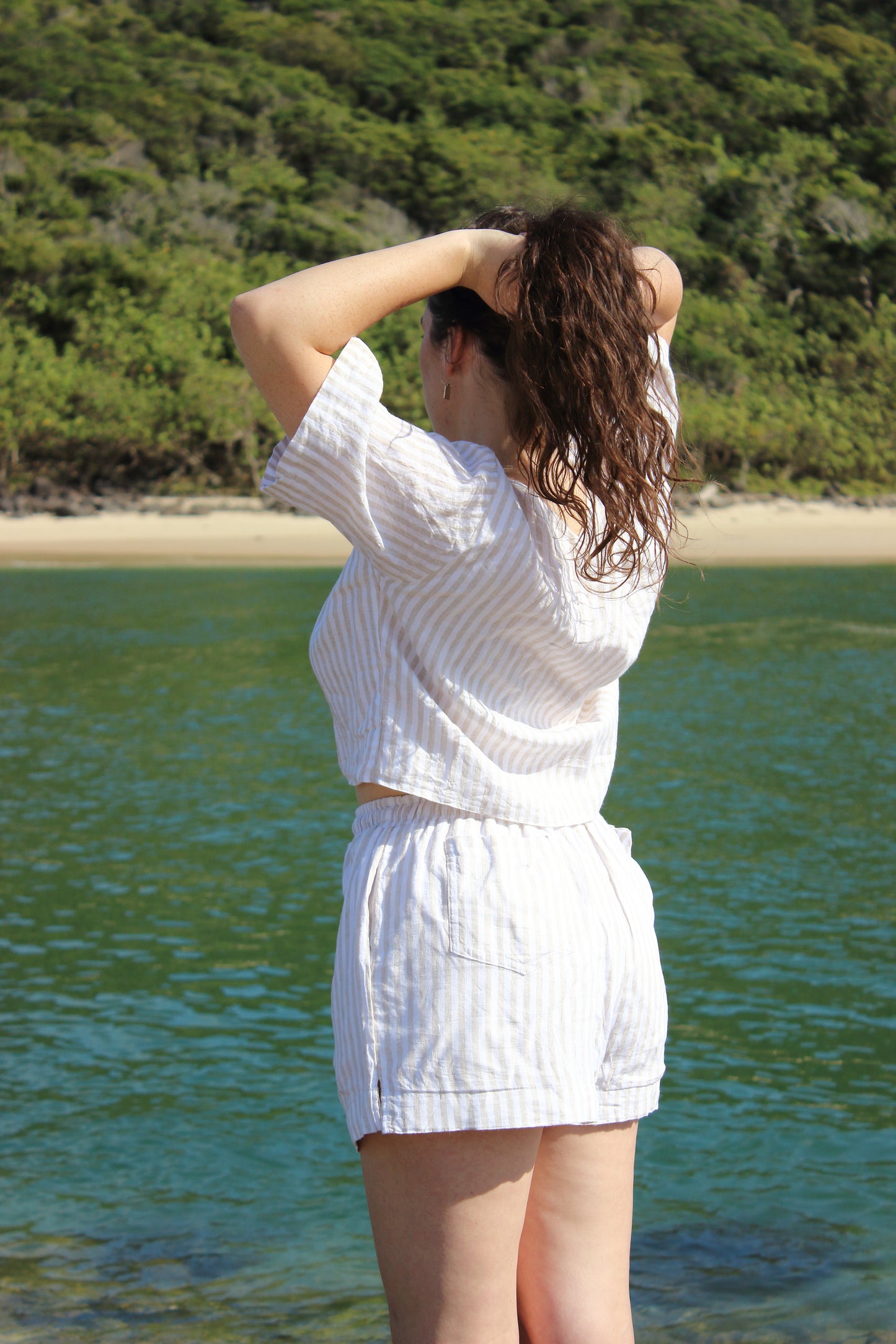Libby Top in Beige Stripe