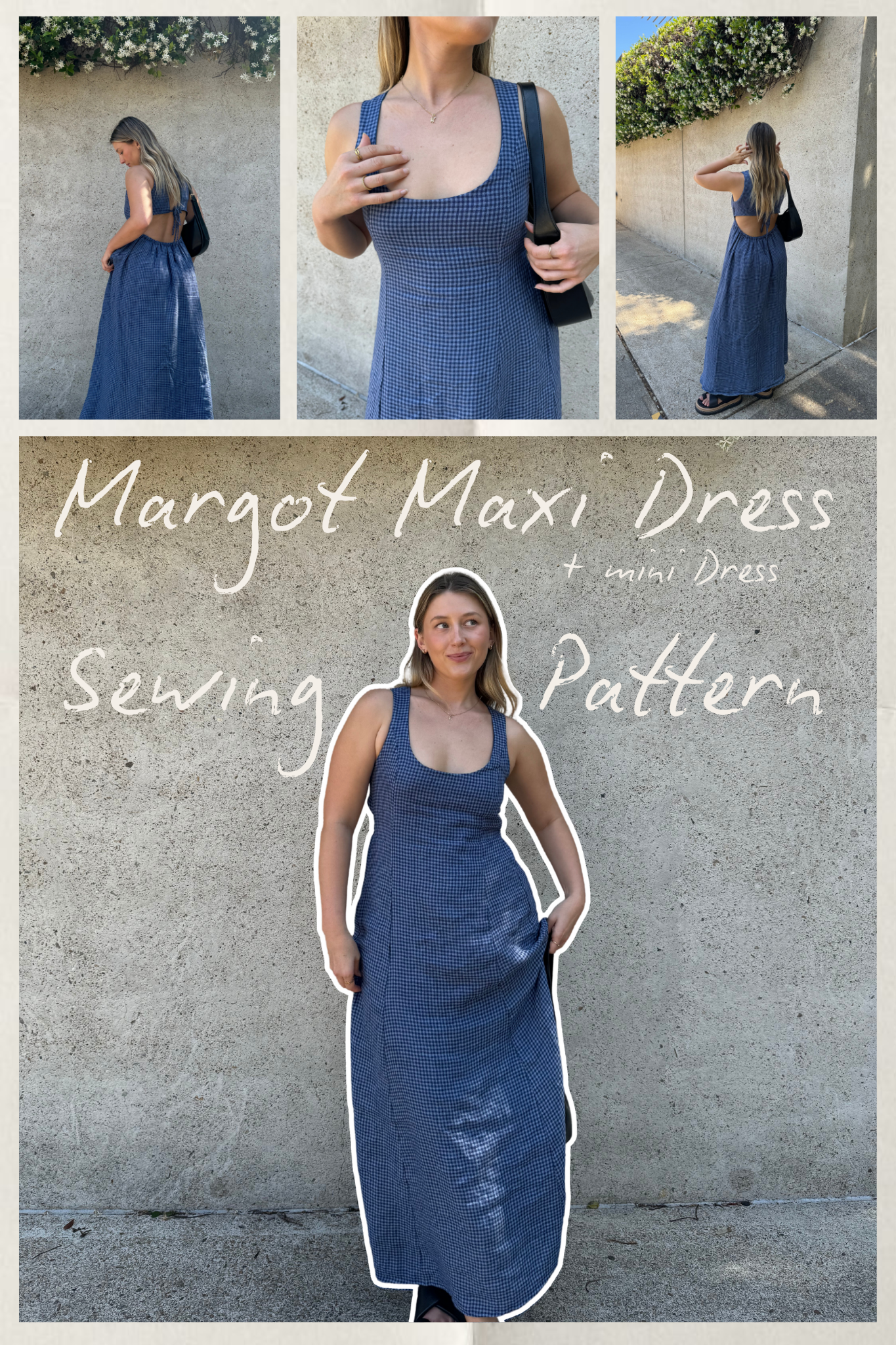 maxi dress pdf sewing pattern Margot Maxi Dress + Mini Dress Sewing Pattern (PDF) – In May
