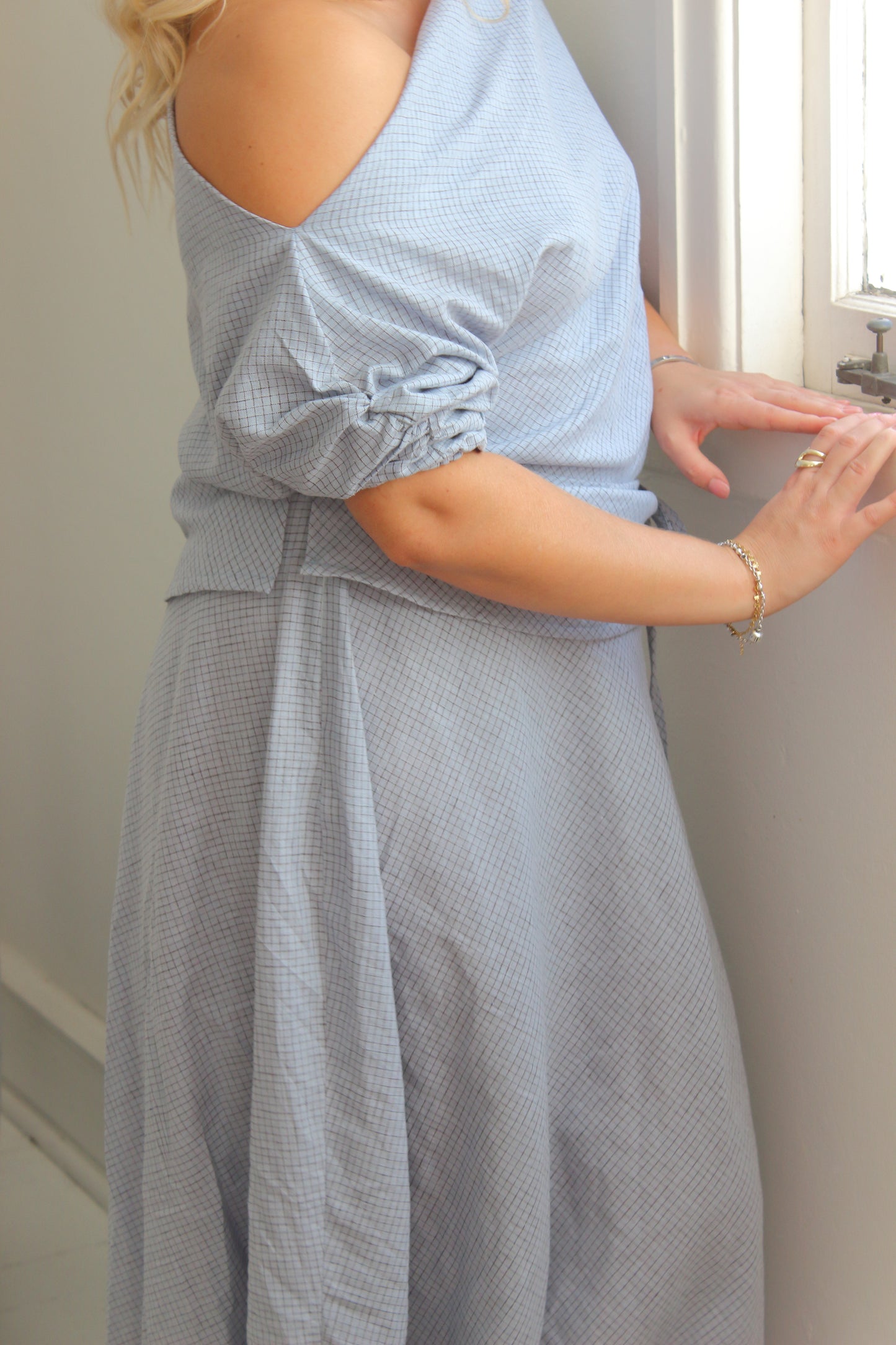 Alice Top in Baby Blue Check