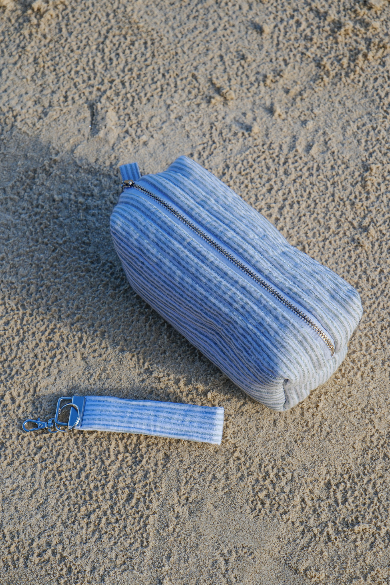 Mint Stripe Cosmetic Bag