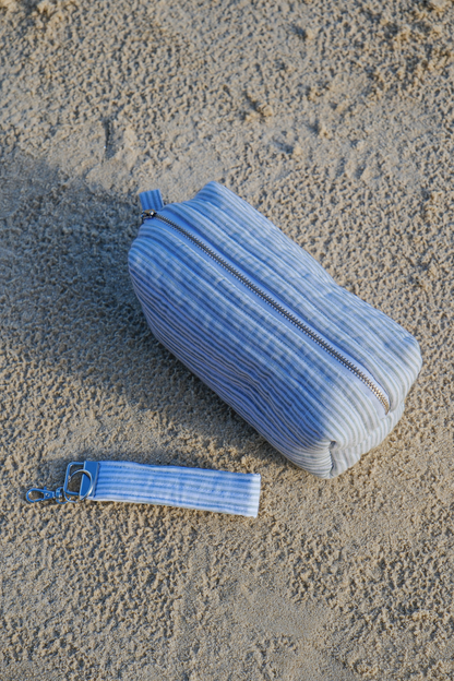 Mint Stripe Cosmetic Bag