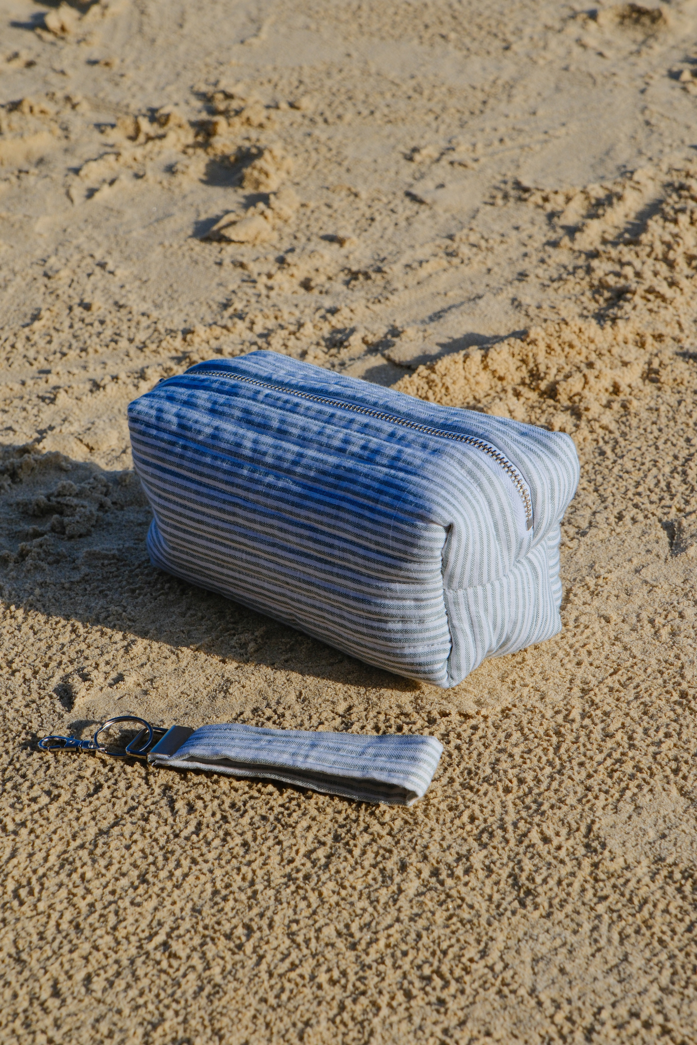 Mint Stripe Cosmetic Bag