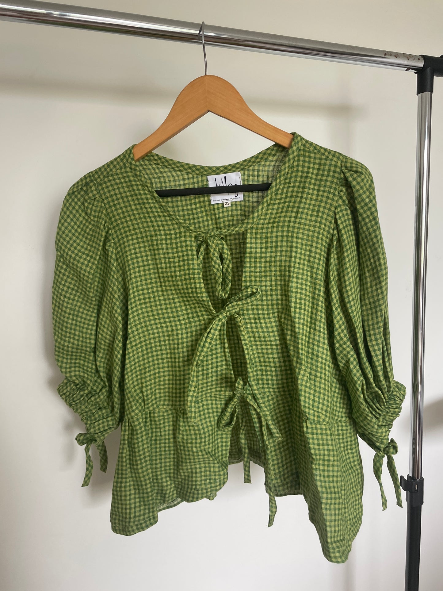 SAMPLE Gabbie Blouse in Green Gingham