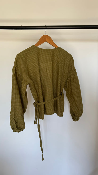 SAMPLE Charlie Wrap Top in Pesto (XS/S)