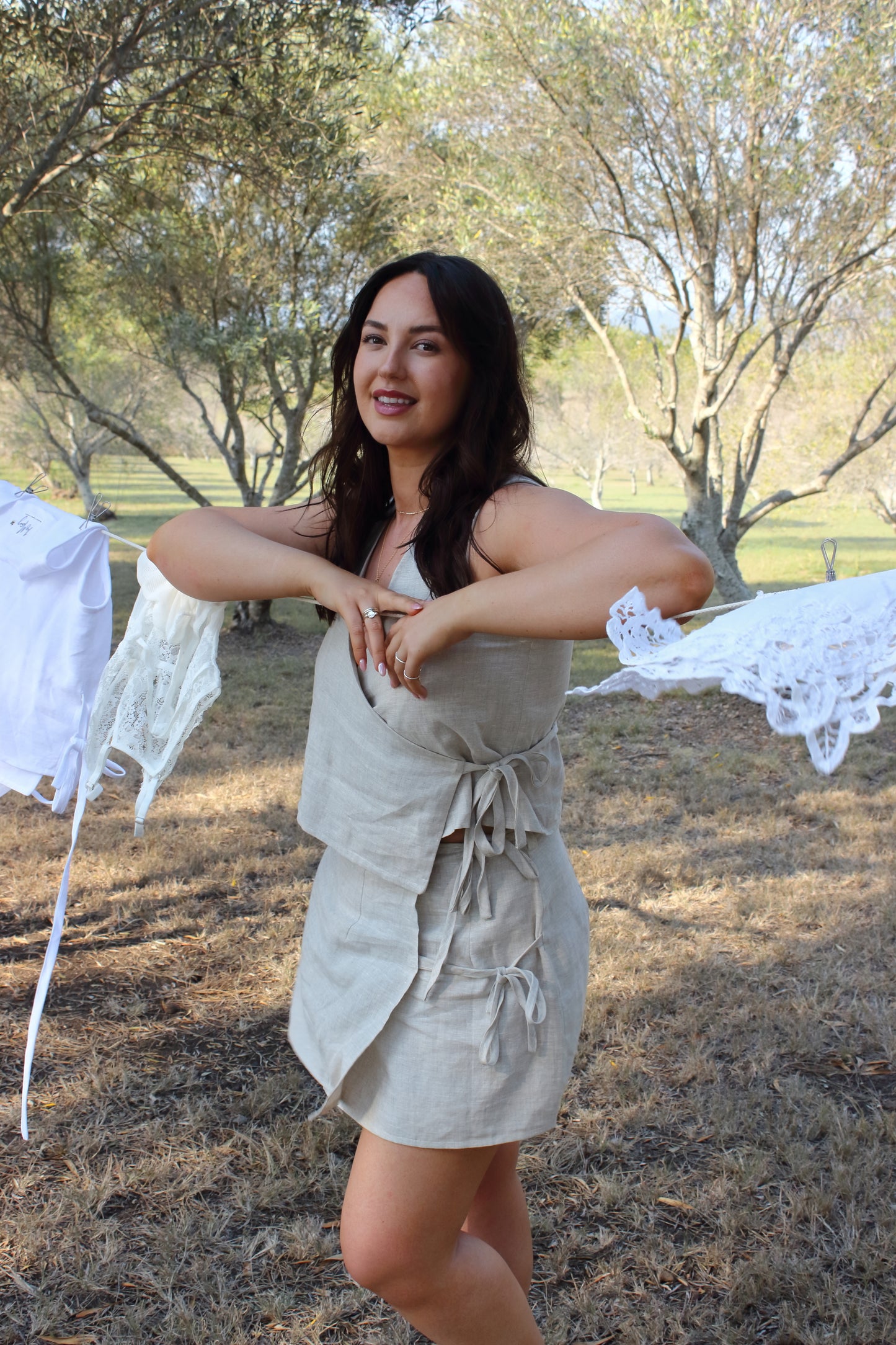 Charlie Mini Wrap Skirt in Oat