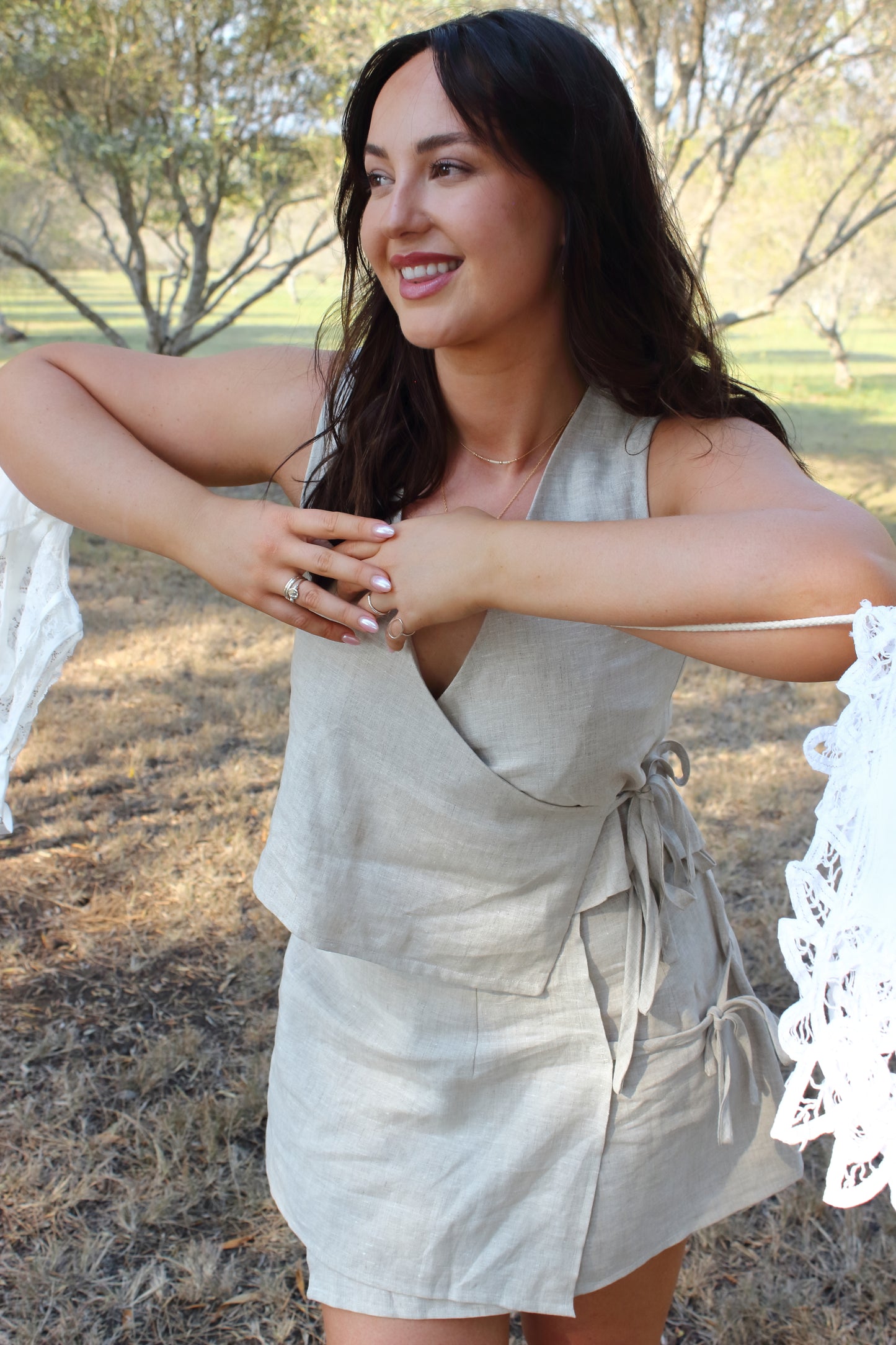 Chelsea Wrap Top in Oat