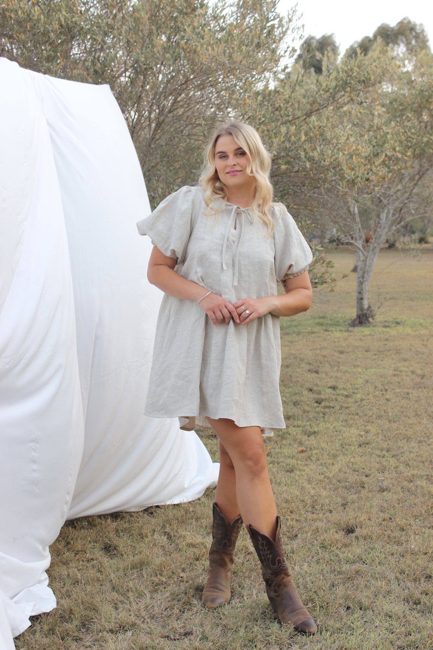 Palma Mini Dress in Oat