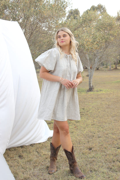 Palma Mini Dress in Oat