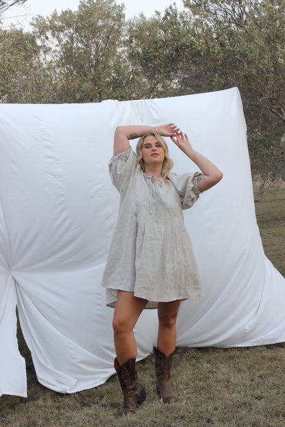 Palma Mini Dress in Oat