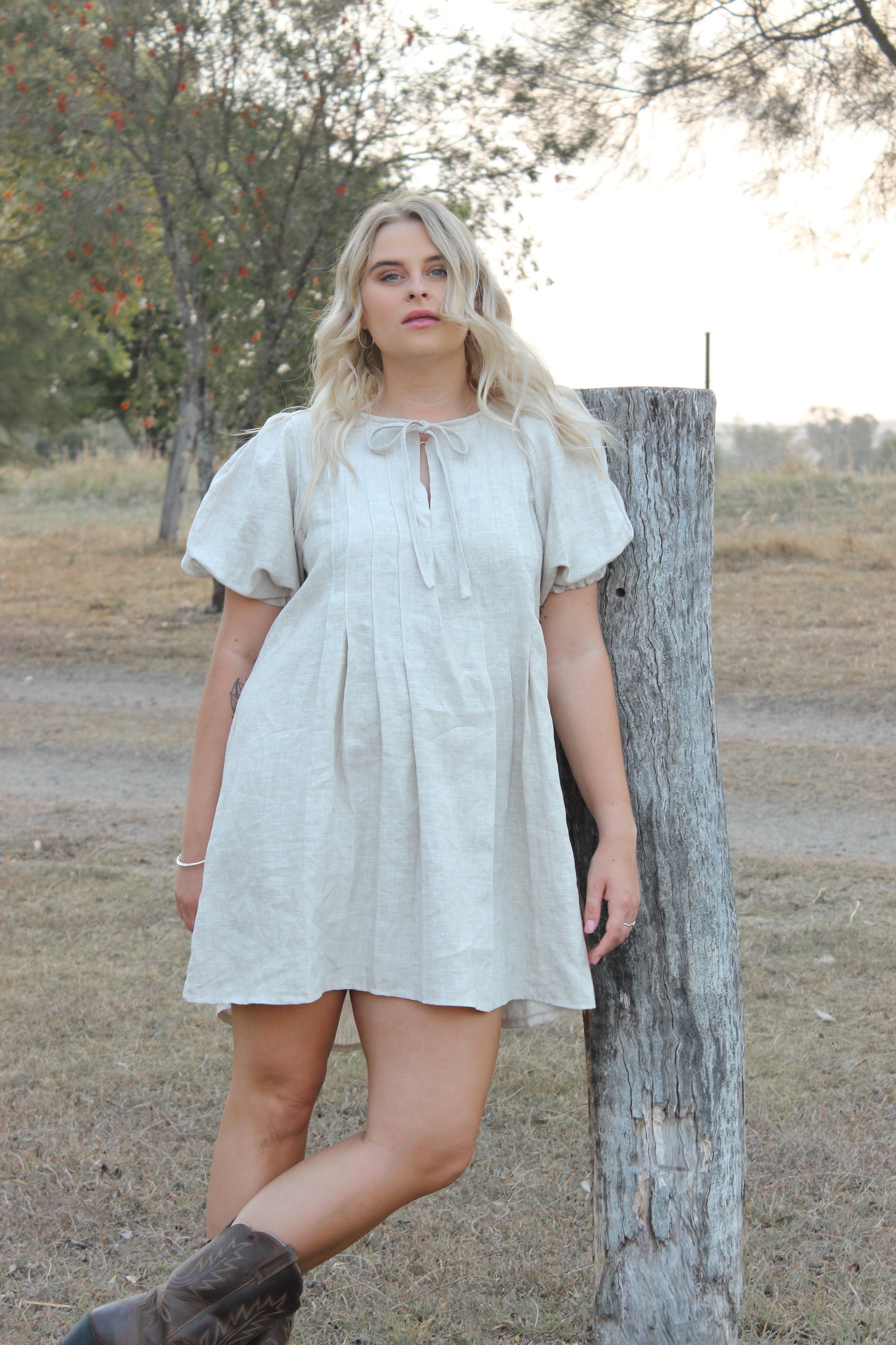 Palma Mini Dress in Oat