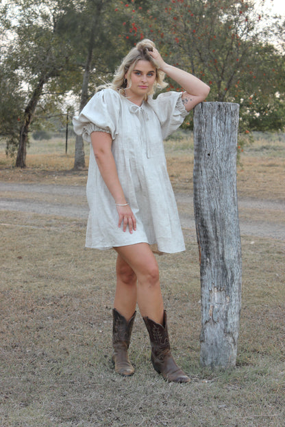 Palma Mini Dress in Oat