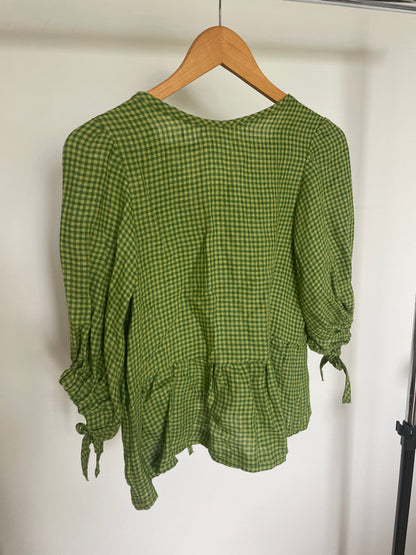 SAMPLE Gabbie Blouse in Green Gingham