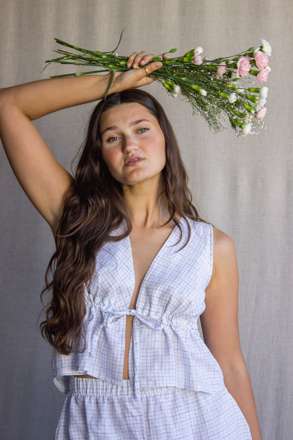 Daria Top in White Gingham