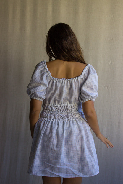 Delilah Dress in White Gingham