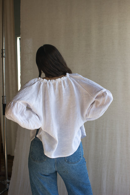 SAMPLE Evelyn Blouse in White