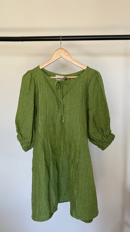 SAMPLE Palma Mini Dress in Green Gingham (2XL)