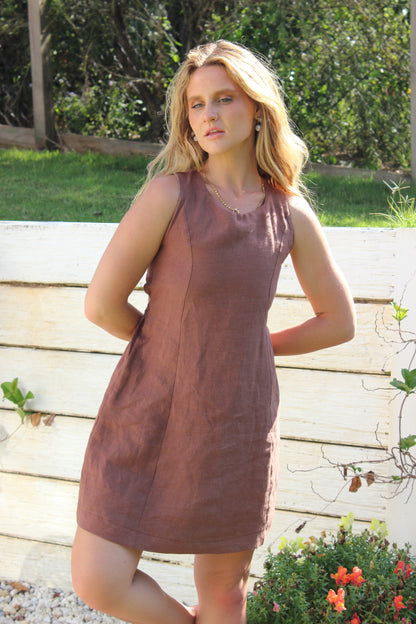 SAMPLE Margot Mini Dress in Chocolate