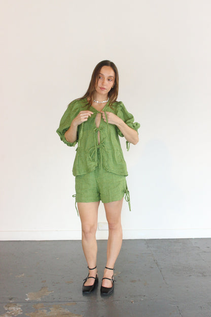 Gabbie Blouse in Green Gingham