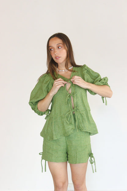 Gabbie Blouse in Green Gingham