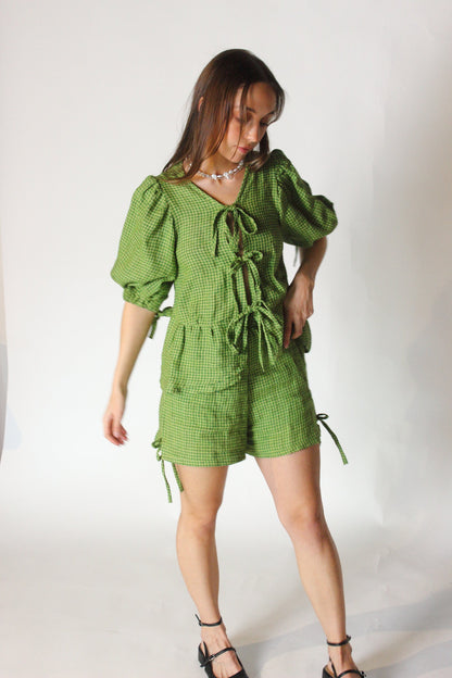 Gabbie Blouse in Green Gingham