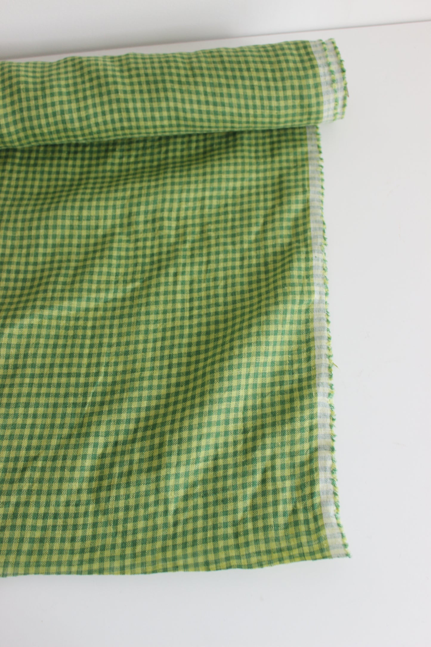 Green Gingham Check 100% Linen Fabric $38 p/m PREORDER
