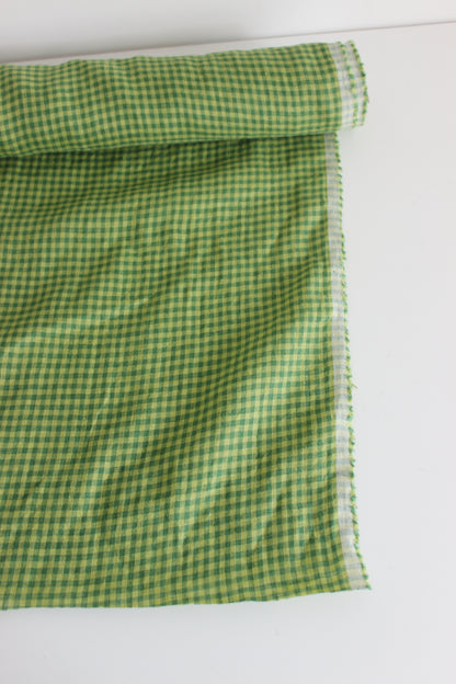 Green Gingham Check 100% Linen Fabric $38 p/m PREORDER