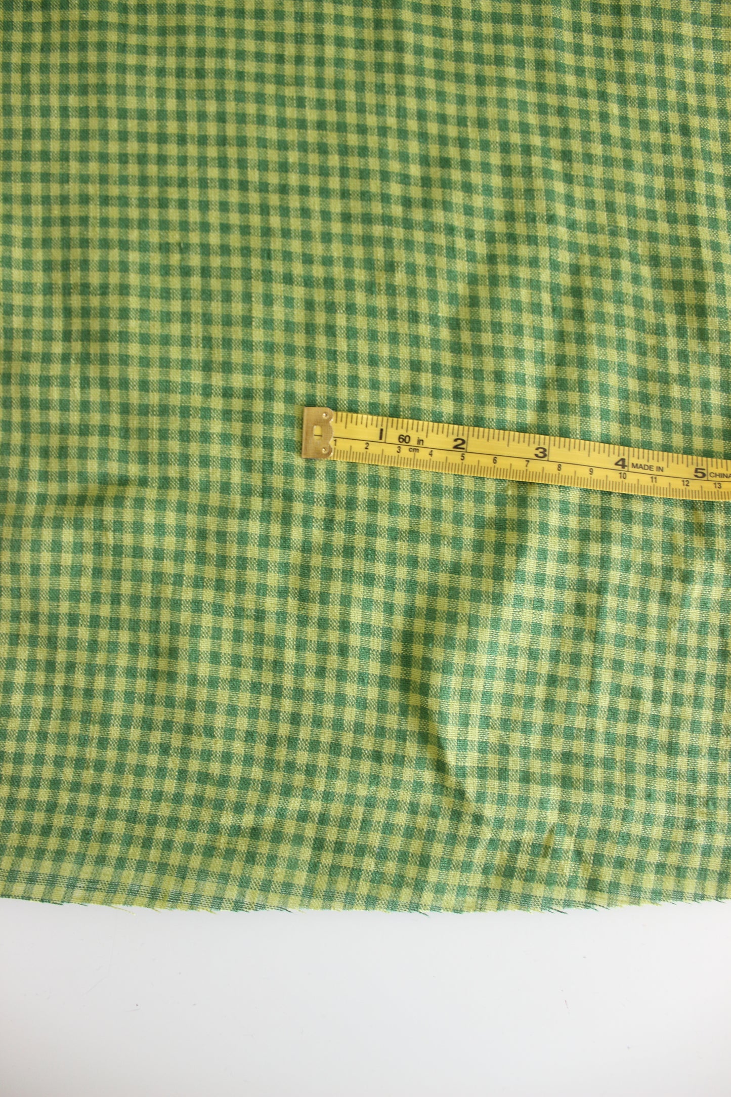 Green Gingham Check 100% Linen Fabric $38 p/m PREORDER