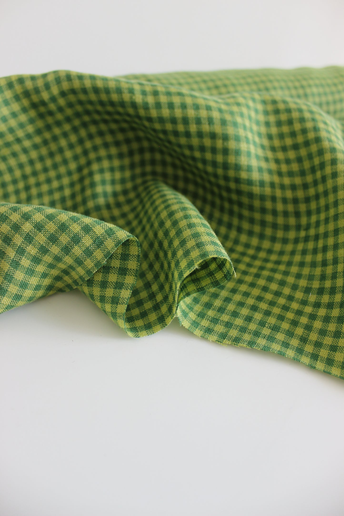 Green Gingham Check 100% Linen Fabric $38 p/m PREORDER