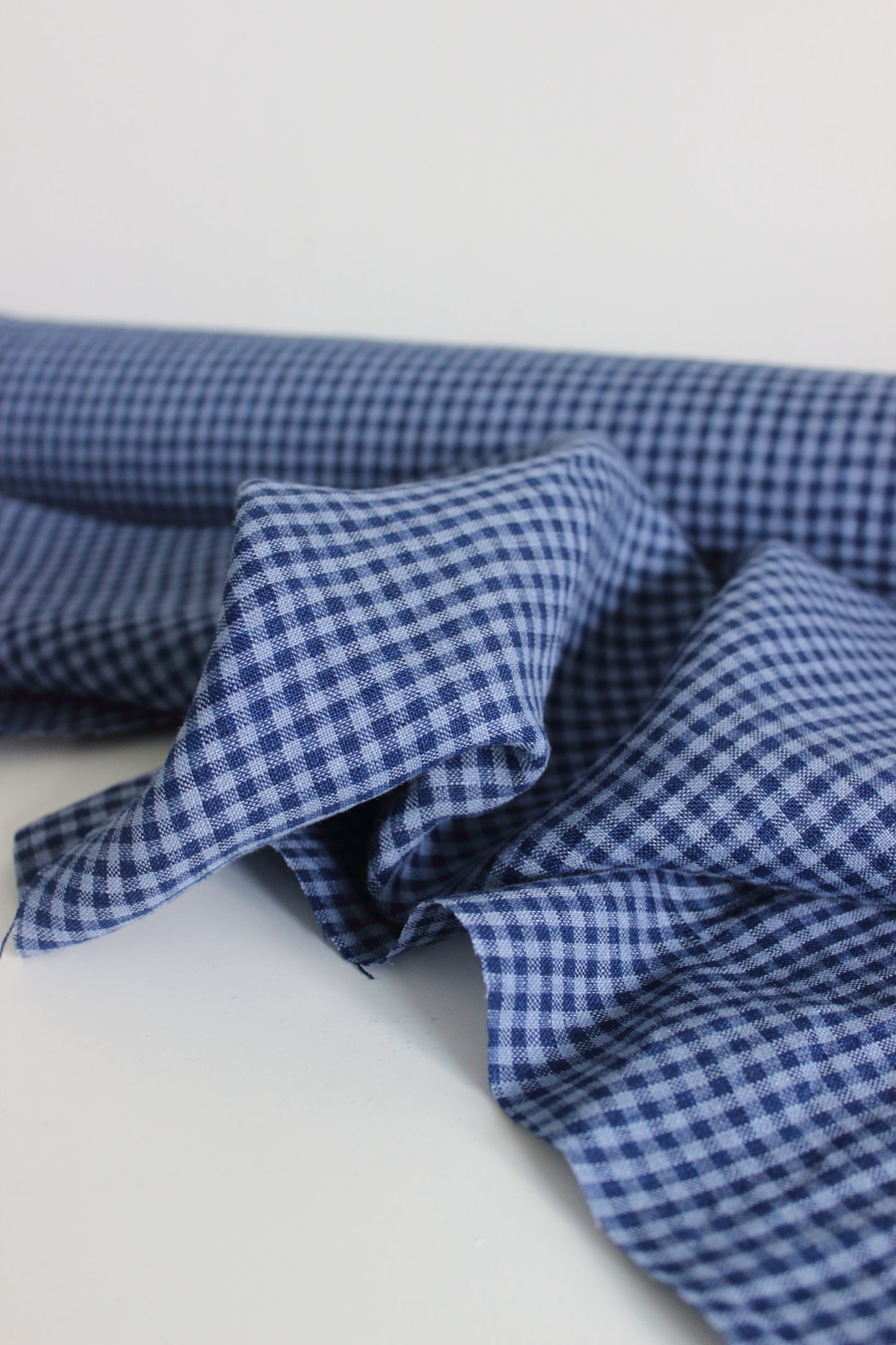 Blue Gingham Check 100% Linen Fabric $38 p/m PREORDER