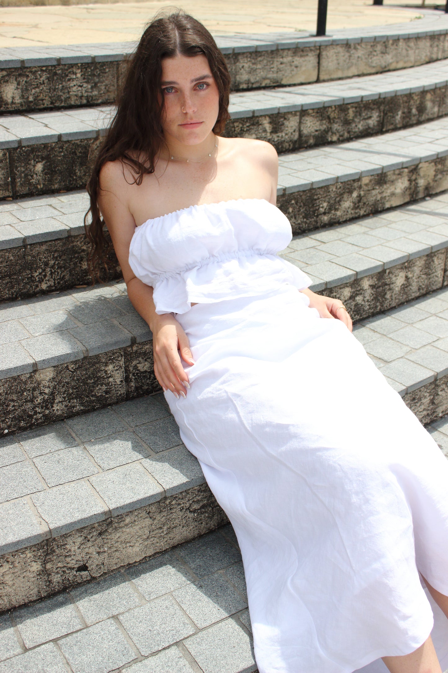 Cora Bias Cut Maxi Skirt in White