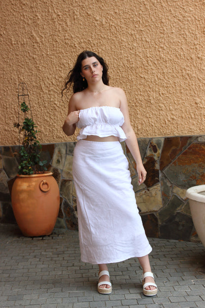 SAMPLE Cora Bias Cut Maxi Skirt in White