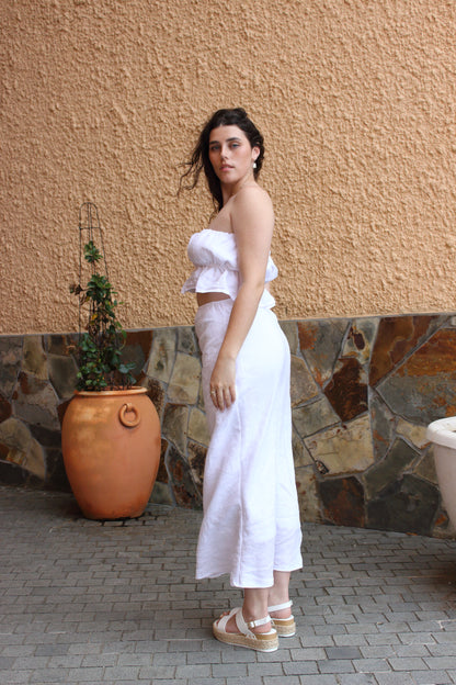 SAMPLE Cora Bias Cut Maxi Skirt in White