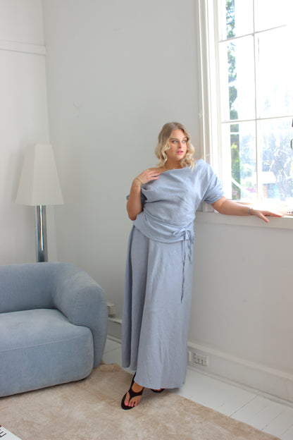 Alice Top in Baby Blue Check
