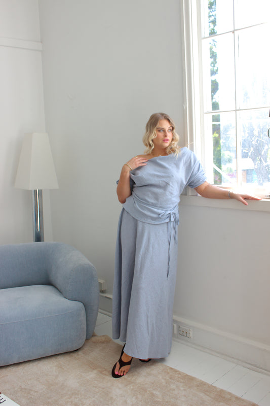 Alice Top in Baby Blue Check