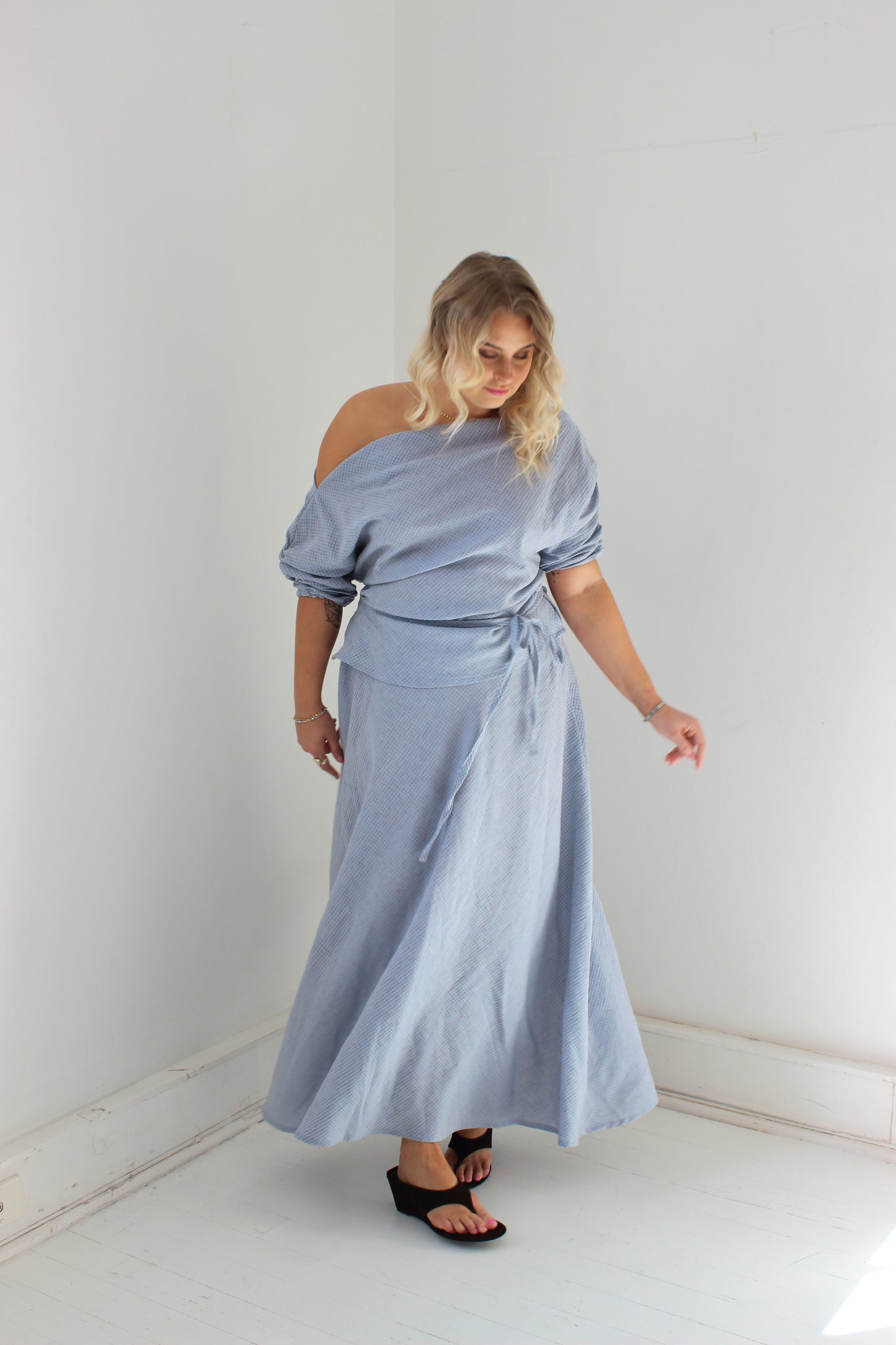 Alice Top in Baby Blue Check