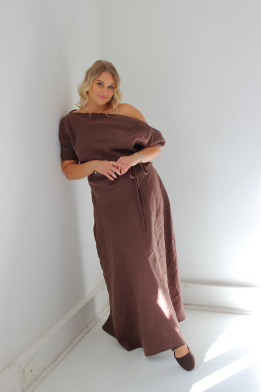 Alice Bias Cut Skirt in Mocha