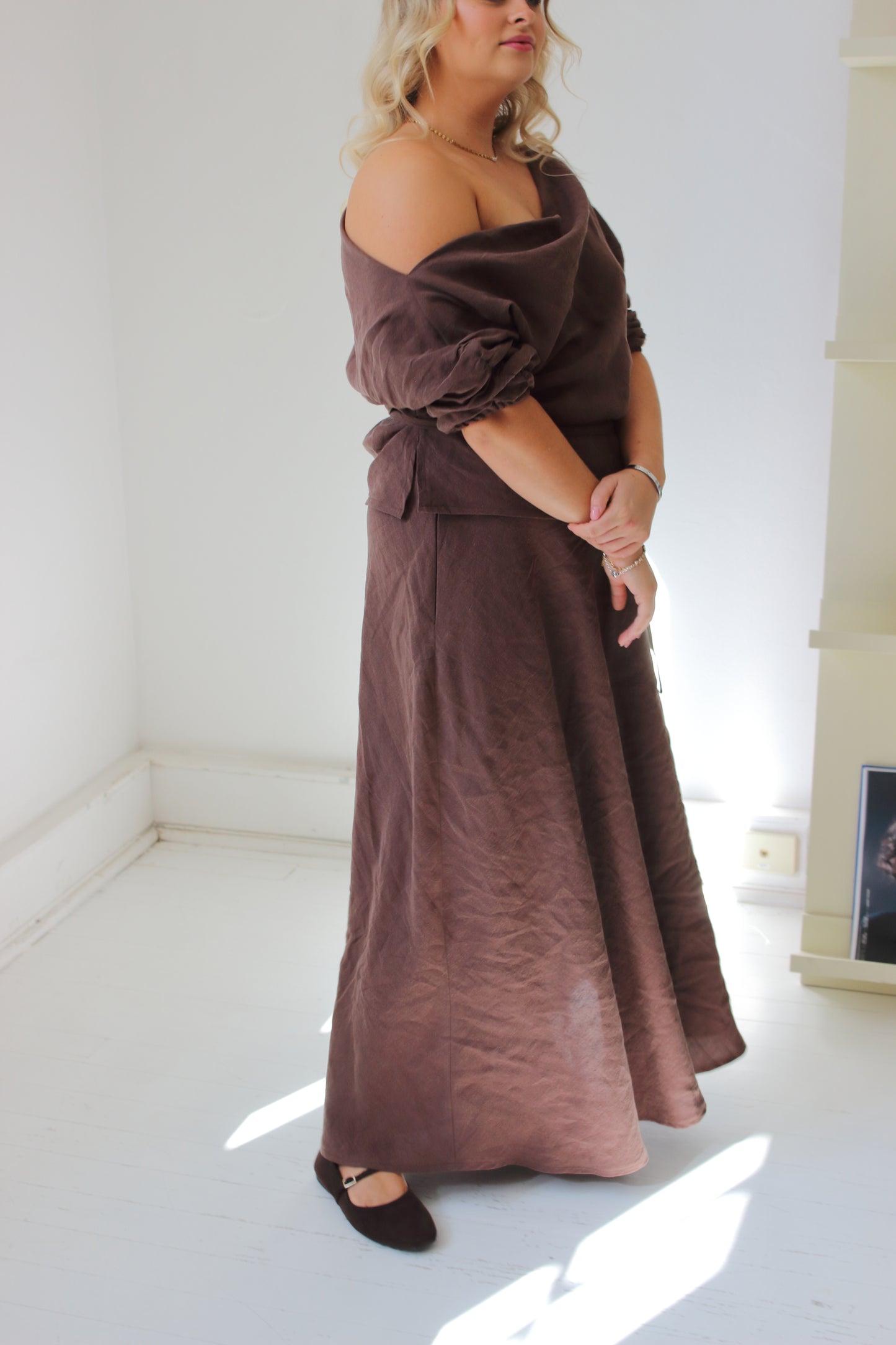 Alice Bias Cut Skirt in Mocha