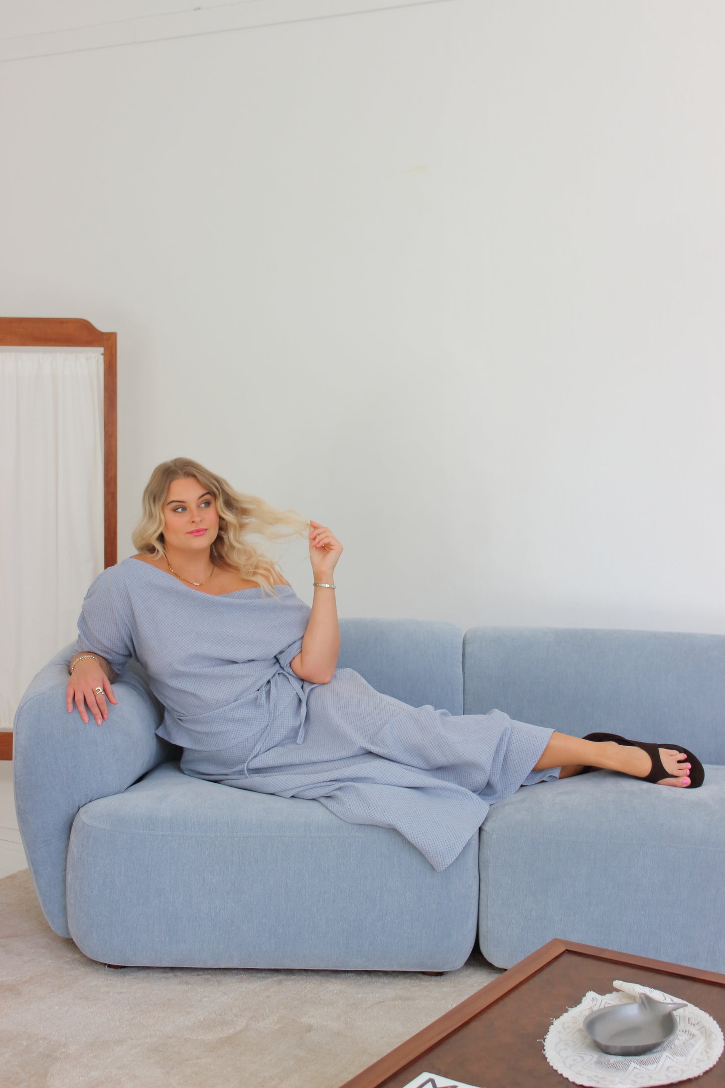 Alice Top in Baby Blue Check