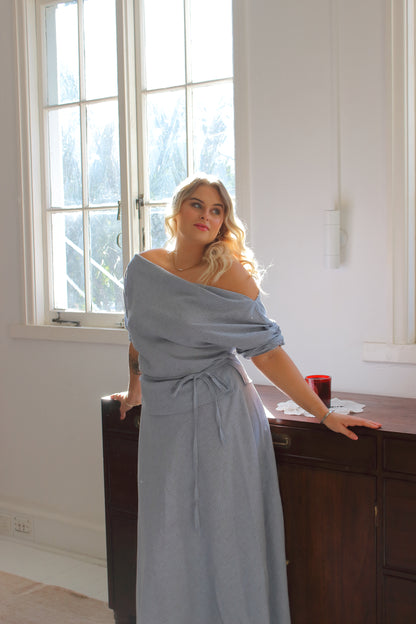 Alice Top in Baby Blue Check