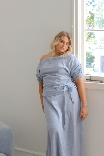 Alice Top in Baby Blue Check