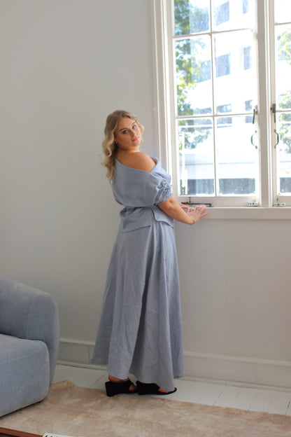 Alice Top in Baby Blue Check