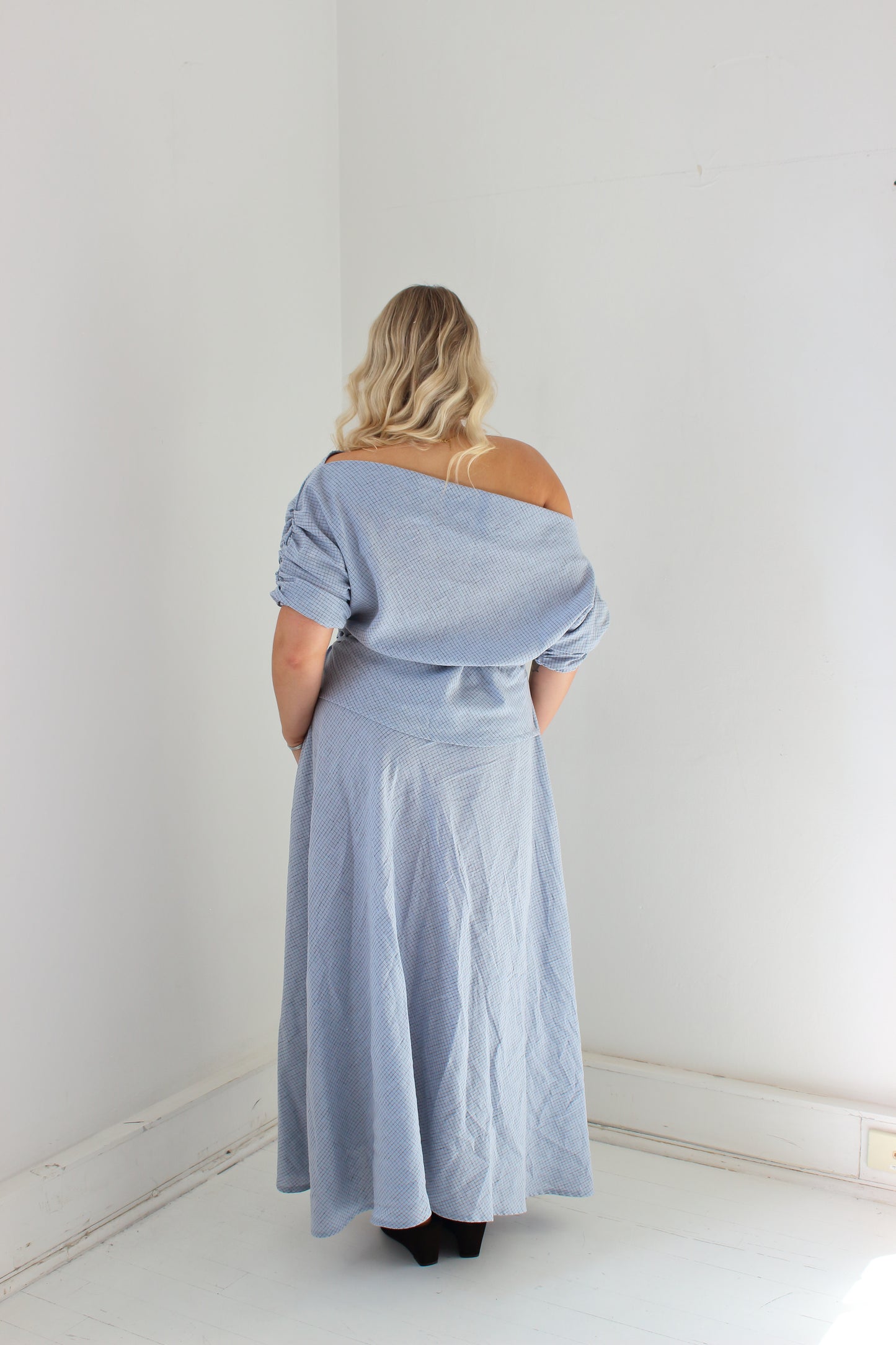 Alice Top in Baby Blue Check