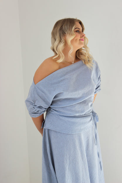 Alice Top in Baby Blue Check