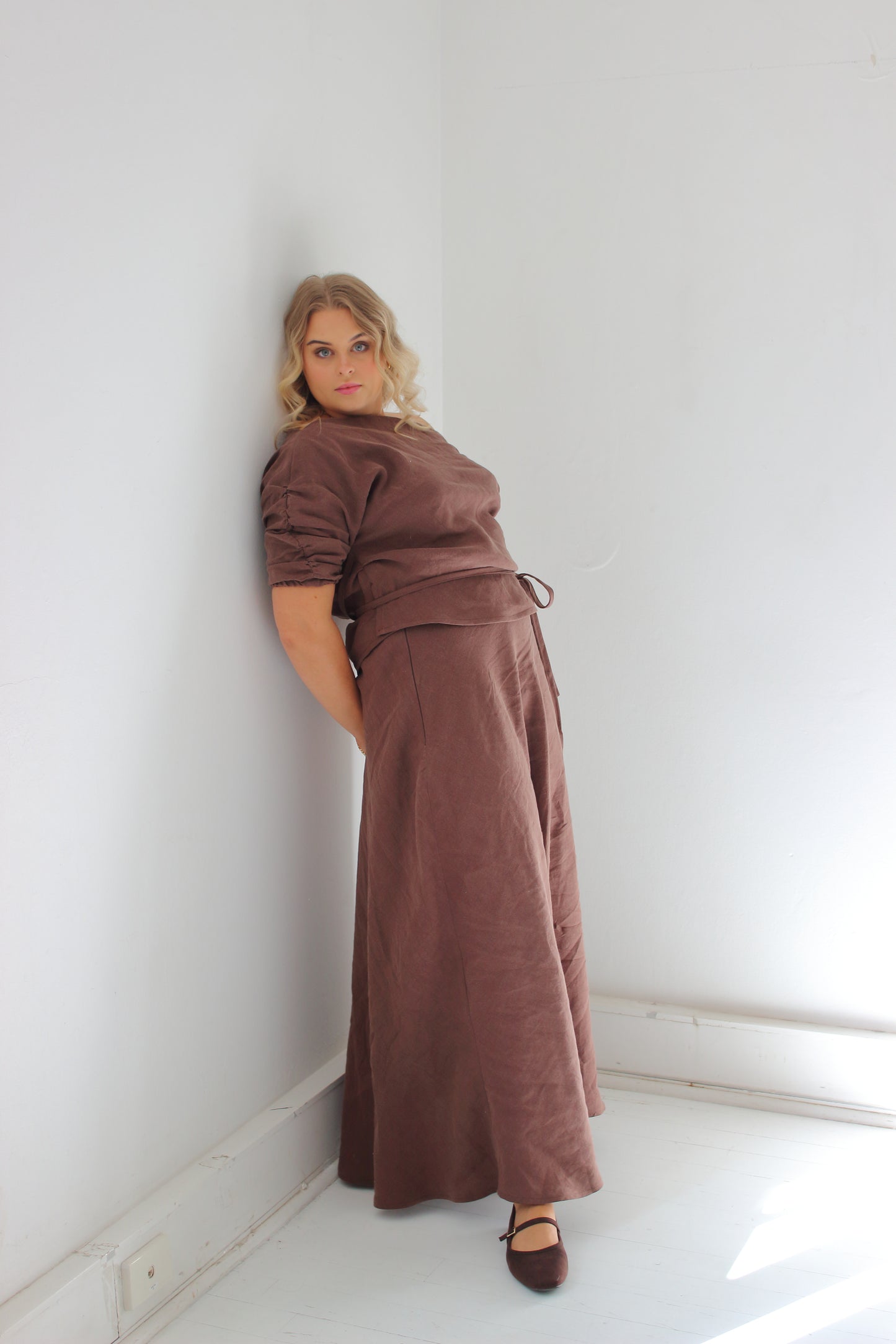 Alice Bias Cut Skirt in Mocha