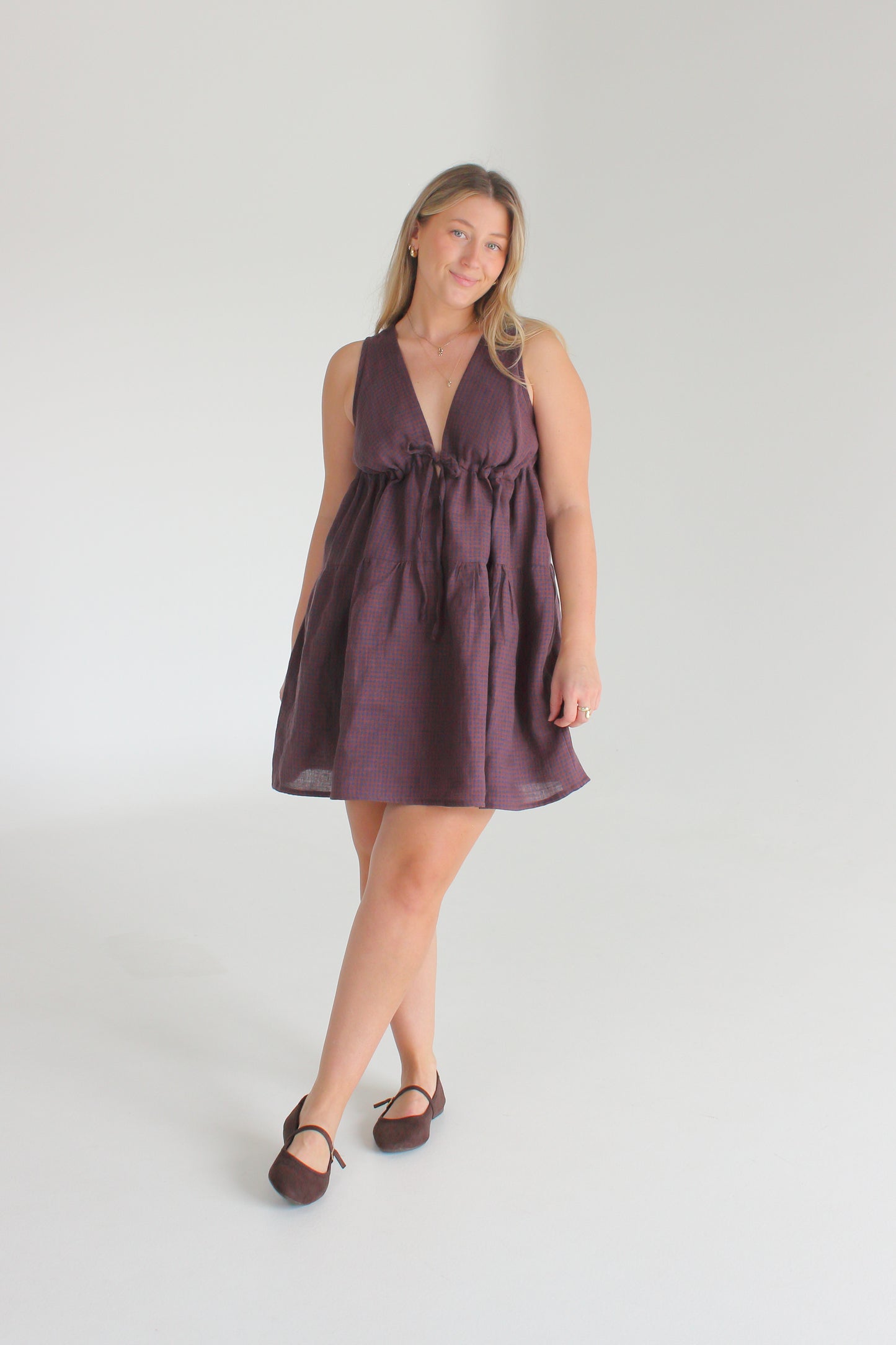 Daria Dress in Autumn Gingham
