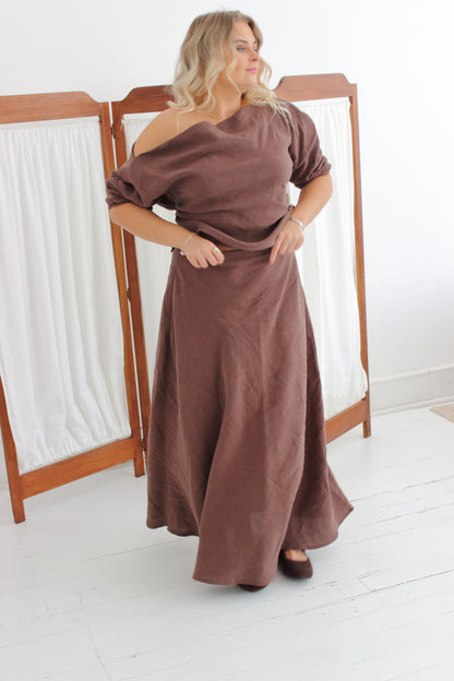 Alice Bias Cut Skirt in Mocha
