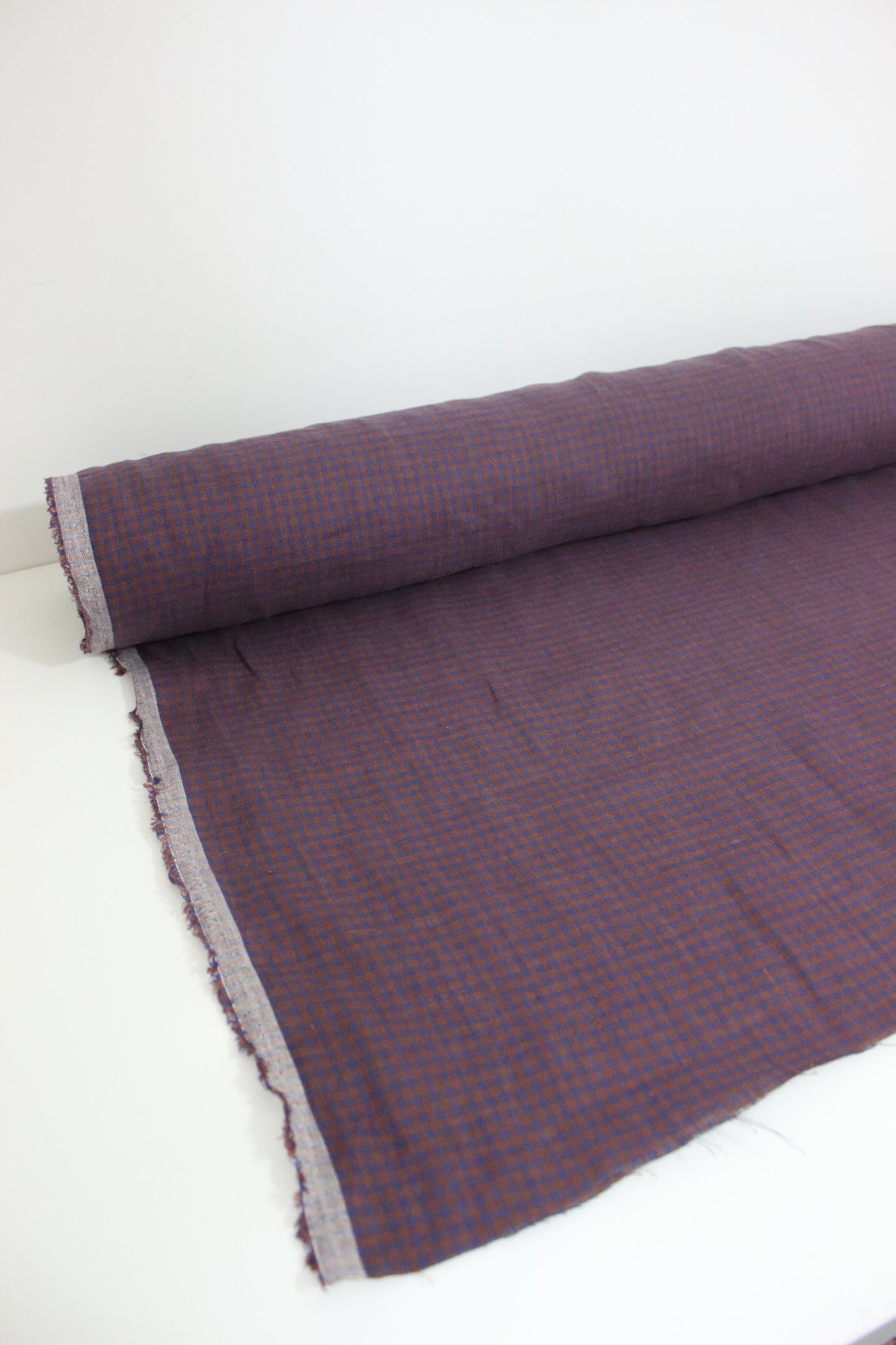 Autumn Gingham Check 100% Linen Fabric $38 p/m