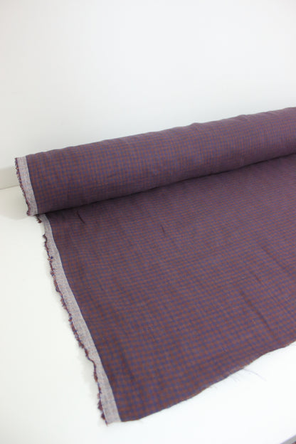 Autumn Gingham Check 100% Linen Fabric $38 p/m