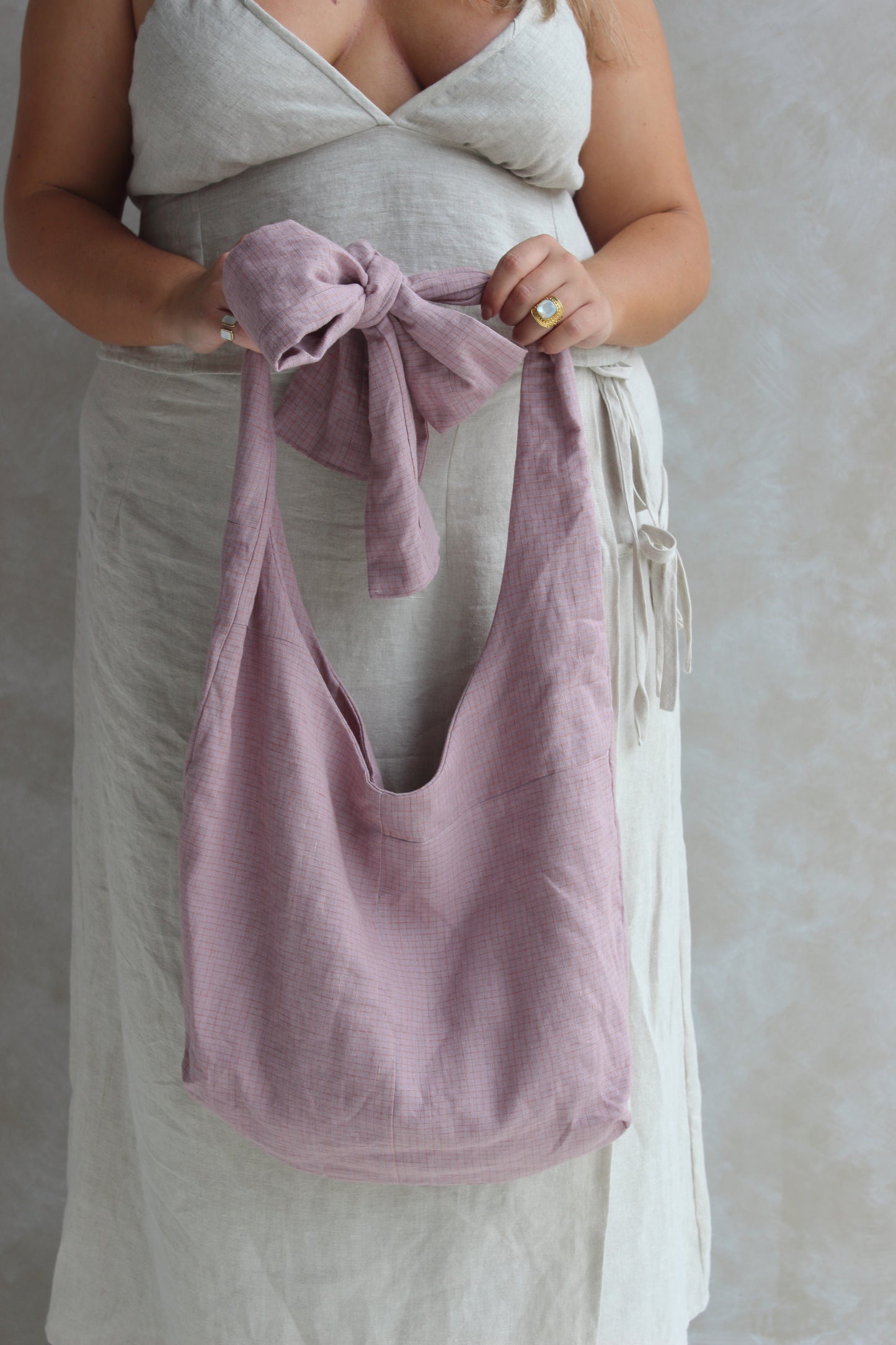 Patchwork Bow Tote Bag in Lilac