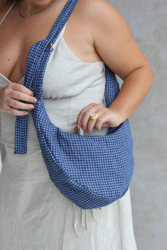 What's Left Bag in Blue Gingham
